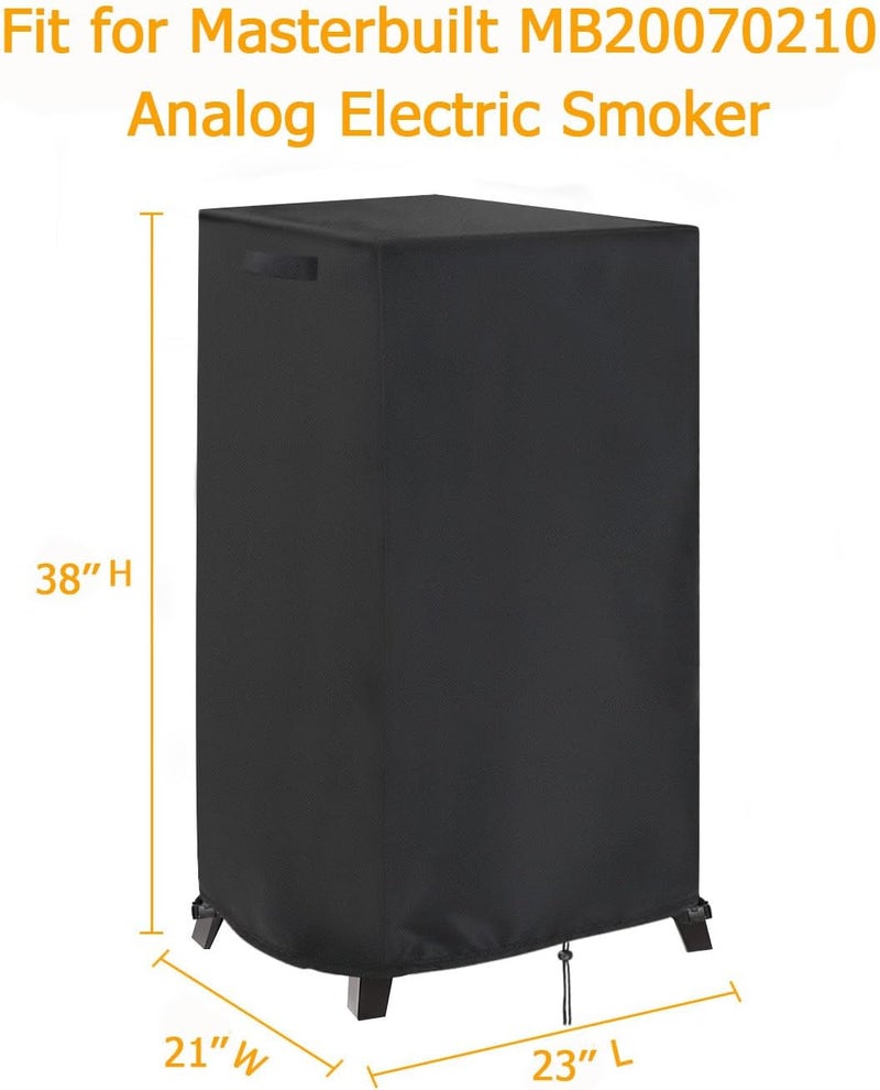Aidetech Smoker Cover Fit for Masterbuilt MB20070210 Analog Electric Smoker, Waterproof Outdoor Grill Smoker Covers,Black (23" L x 21" W x 38" H) - Image 2